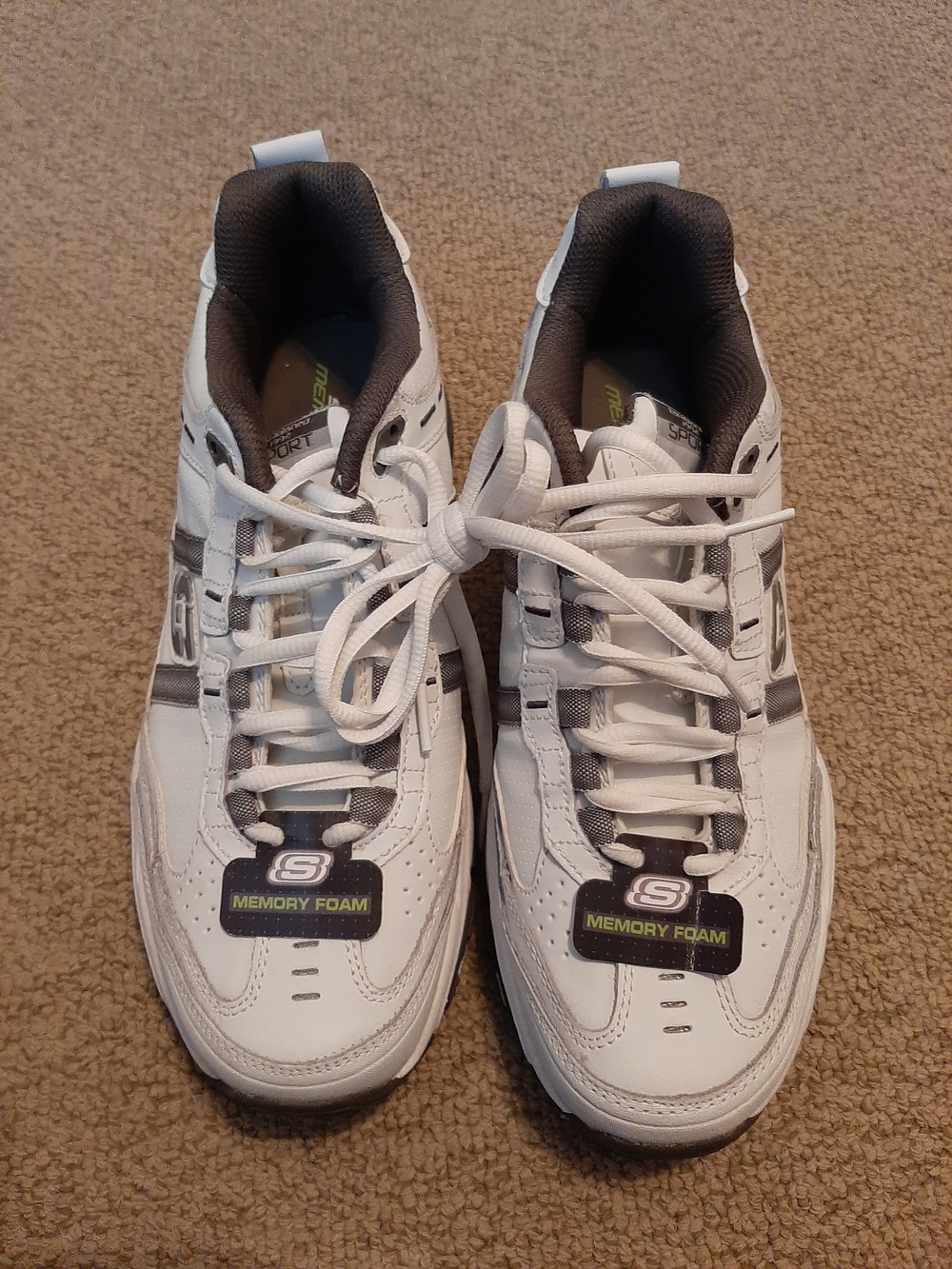 Skechers Men’s White Memory Foam Athletic Sneakers